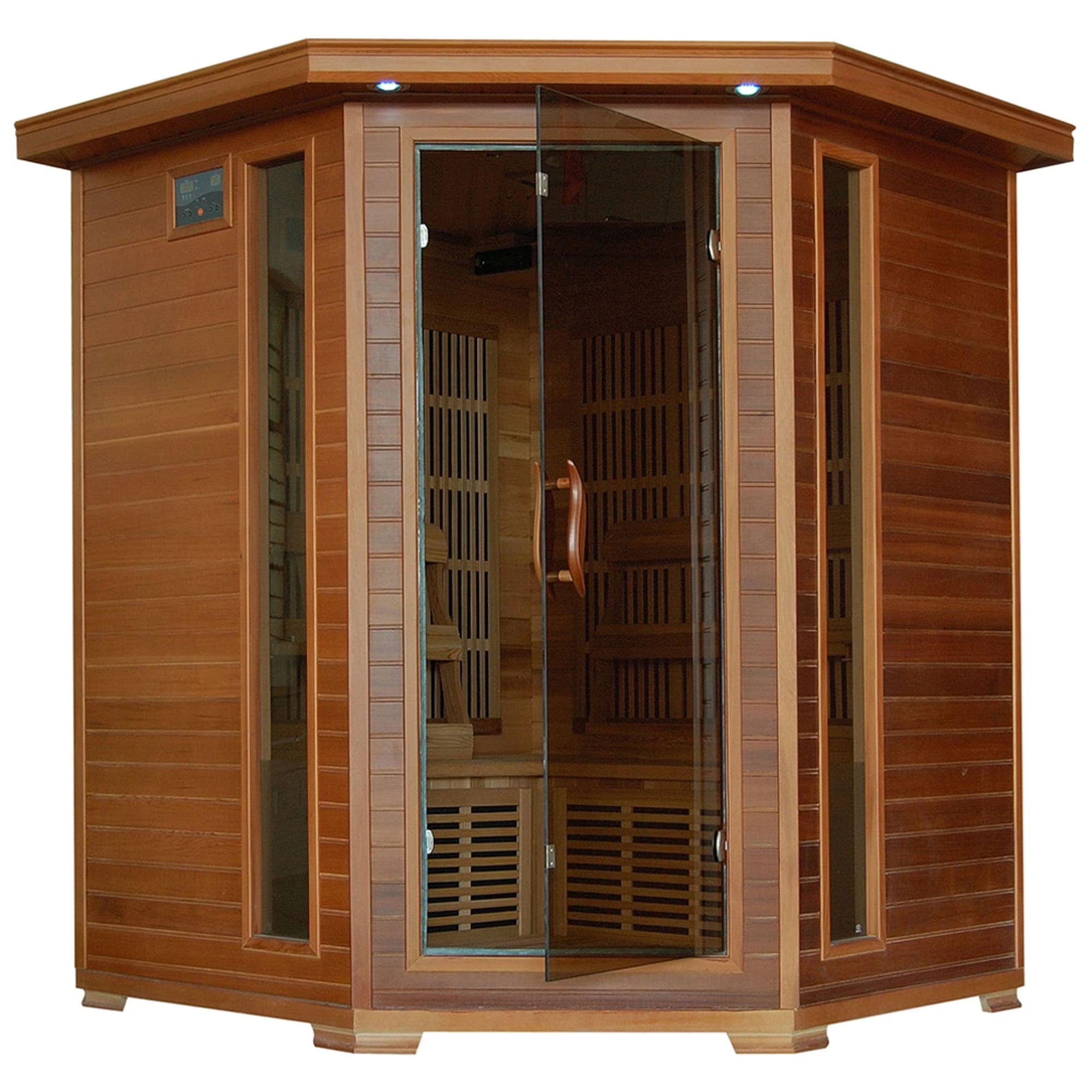Heatwave Whistler 4-Person Cedar Corner Infrared Sauna with 10 Carbon Heaters