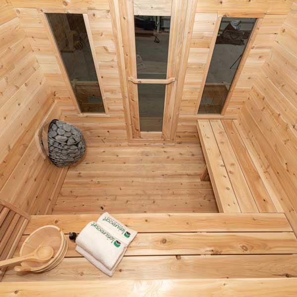 LeisureCraft Georgian Cabin 2–6 Person Outdoor Sauna w/ Porch