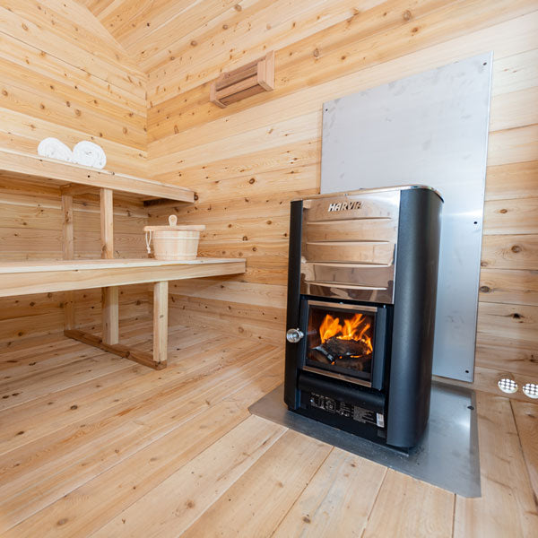LeisureCraft Georgian Cabin 2–6 Person Outdoor Sauna w/ Porch